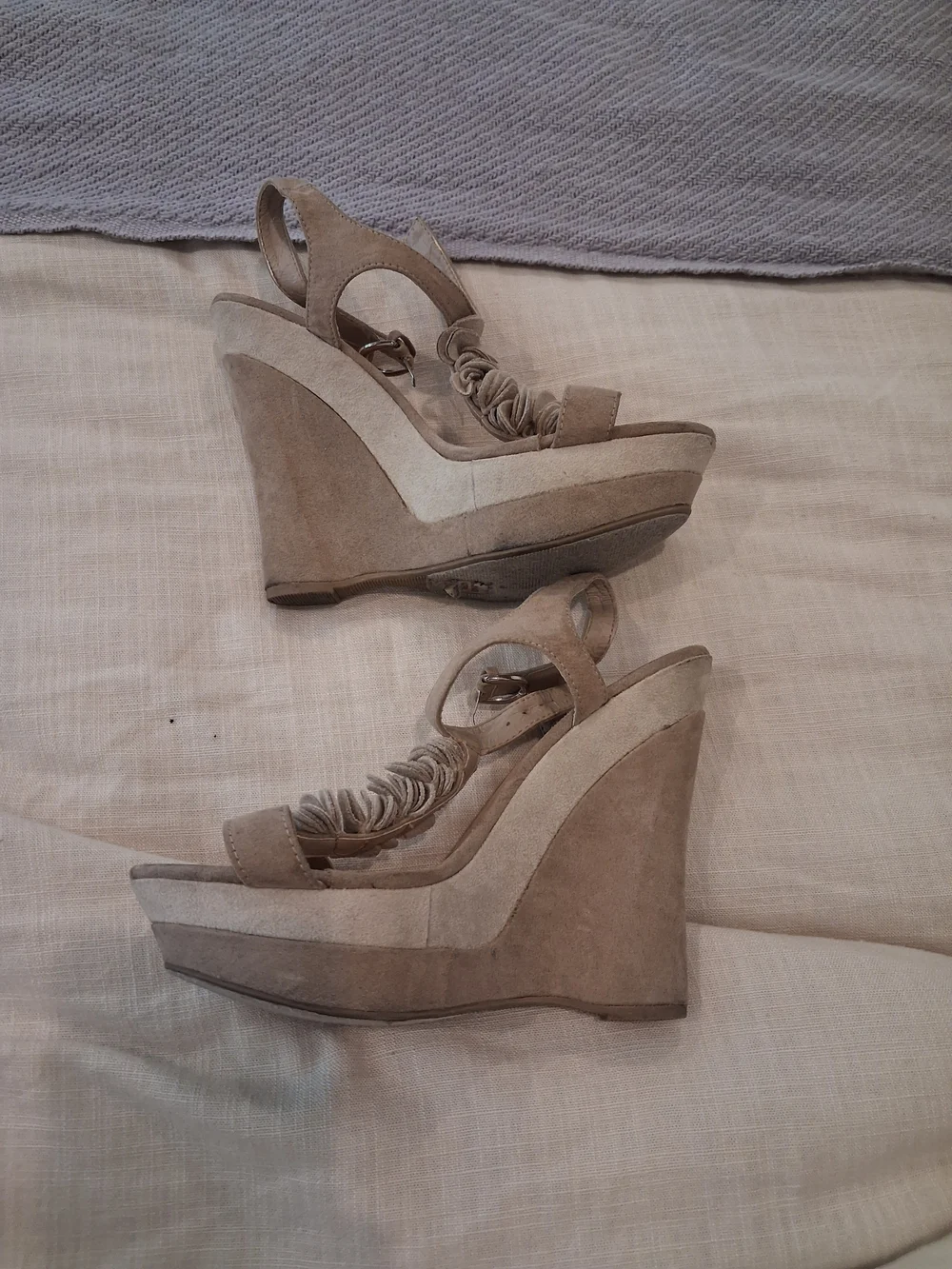 Delicious Neutral Beige Wedge Sandals Women Size 8